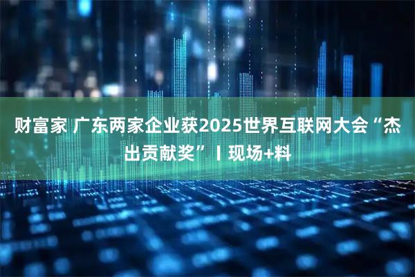 财富家 广东两家企业获2025世界互联网大会“杰出贡献奖”〡现场+料